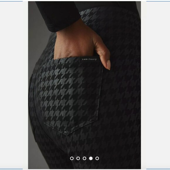 Sanctuary Anthropologie Houndstooth Runway Leggings Pants Black & Gray NWT - Picture 3 of 16